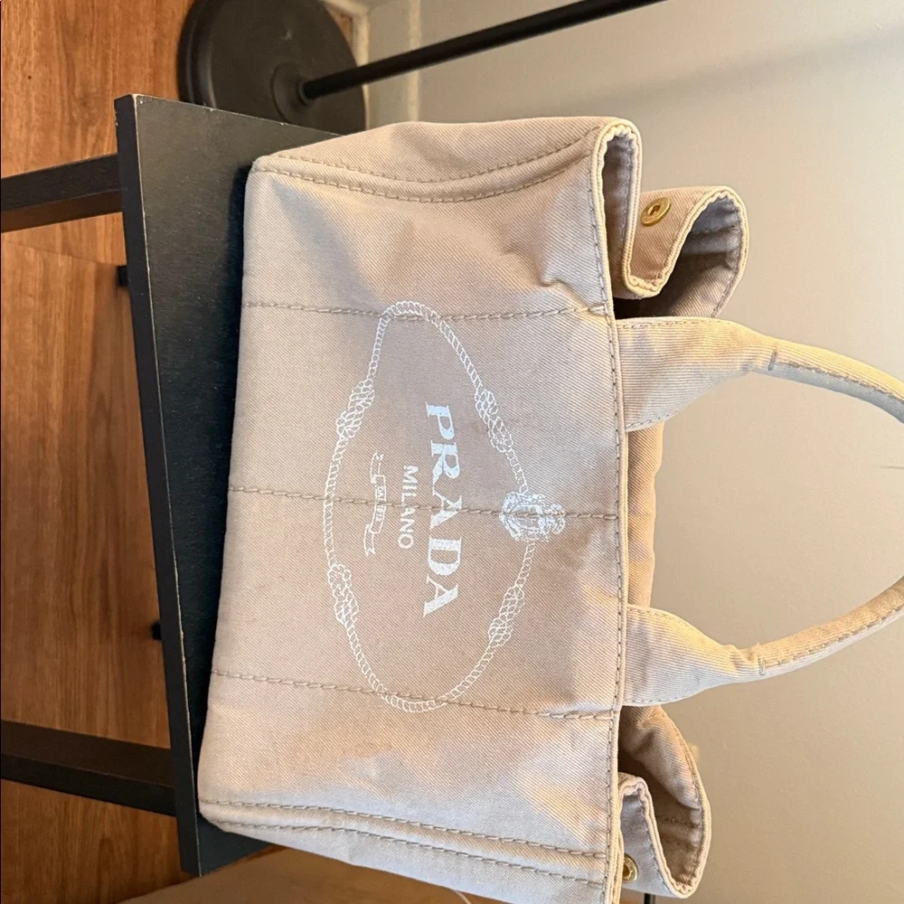 Prada Tan Canvas Tote Bag - Picture 5 of 6